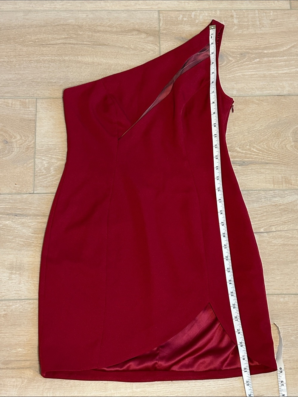 Michael Costello x REVOLVE Hanna Mini Dress one-shoulder asymmetrical Red size M - Picture 15 of 16
